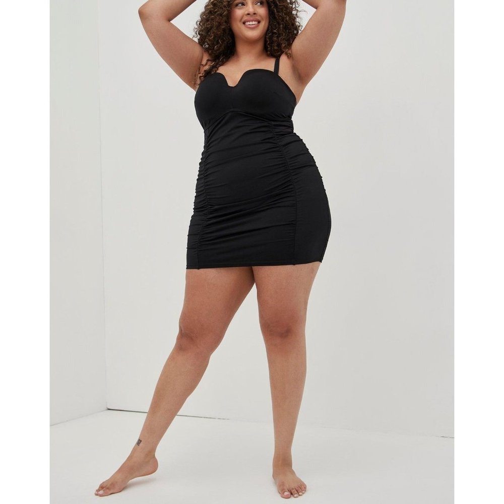 NEW Torrid Underwire Ruched Mid-Length Swim Dress Sz 2X D/DD - Picture 7 of 14